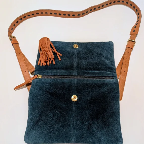 Anabaglish Teal Suede Leather Boho Purse - Picture 8 of 13